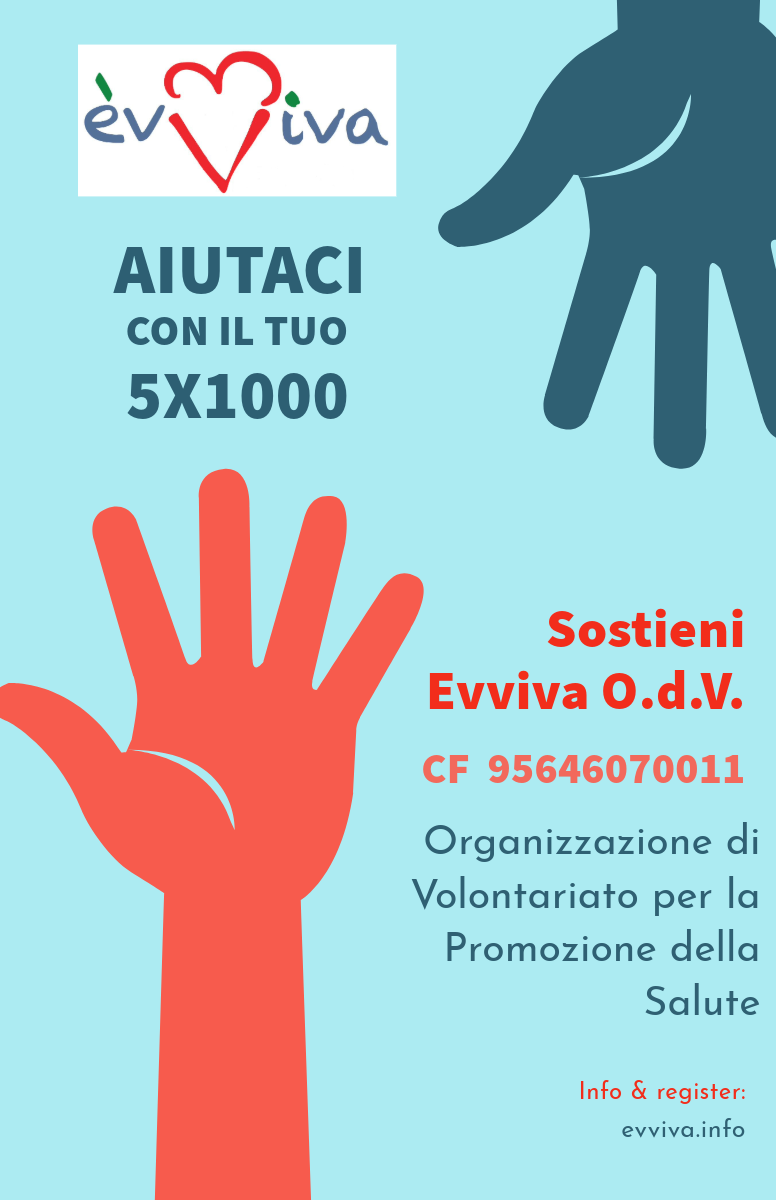 Volantino EVVIVA per il 5×1000 con il codice fiscale 95646070011
